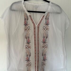 J Jill White Embroidered Summer Top